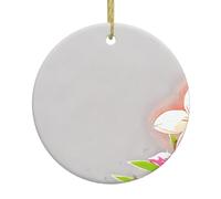 Ciondolo rotondo in ceramica di Natale YTUOPWE fiorente fiore di cinchona immagine albero festivo appeso decorazione