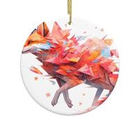 Ciondolo rotondo in ceramica natalizia da appendere - 7,4 cm WHJSSF The Disappearing Colorful Fox Picture Decoration Smooth