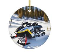 Ciondolo rotondo in ceramica natalizia da appendere, 7,4 cm WHYJIC Advanced Snowmobile stampe decorazioni per le vacanze