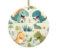 Ciondolo rotondo in ceramica natalizia da appendere - 7,4 cm YYHWHJDE Cute Little Baby Dinosaur stampa decorazione liscia
