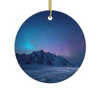 Ciondolo rotondo in ceramica natalizia HHGFASD Aurora Borealis sulle pianure innevate modello albero festivo decorazione da appendere