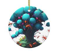 Ciondolo rotondo in ceramica natalizia HHGFASD Neon Formica Colonia Pattern Festive Tree Hanging Decoration