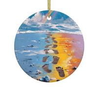 Ciondolo rotondo in ceramica natalizia VVXBHGR Footprints on the Rainbow Prints Festive Tree Hanging Decoration
