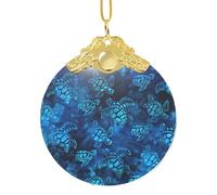 Ciondolo rotondo in vetro a forma di tartaruga marina, 7,6 cm di diametro, ornamento per Natale
