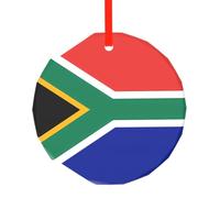 Ciondolo rotondo in vetro stampato con bandiera del Sud Africa - Ornamento da appendere all'albero di Natale per vacanze, casa, ufficio e decorazione per feste