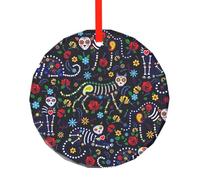 Ciondolo rotondo in vetro - Sugar Horror Skull Print Christmas Tree Hanging Ornament Keepsake Decor per vacanze, casa, ufficio