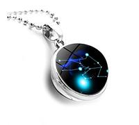 Ciondolo Segno Zodiacale,Collana con 12 Costellazioni Luminose Toro Collana con Ciondolo Tondo A Doppia Faccia Collana con Zodiaco Regalo con Zodiaco Collana con Astrologia da Donna Moda Uomo