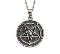Ciondolo Sigillo di Baphomet Argento 925 Pentagramma Invertito Collana...