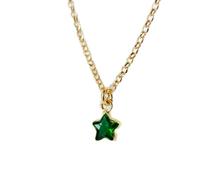ciondolo smeraldo naturale sfaccettato a forma di stella verde da 5 mm, collana a forma di stella in argento sterling 925 con catena a maglie da 18 pollici, saggezza, amore, armonia, cuore, chakra,