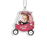 Ciondolo Specchietto Retrovisore Auto Guida Sicura Papà, Regali per la Festa del Papà, Decorazioni per Auto con Foto Personalizzate, Prima Macchina regalo per Papà, Decorazione Interna Dell'auto