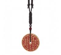 Ciondolo Specchietto Retrovisore Metallo Rame Ciondolo Inciso Cinese Bead Rosso