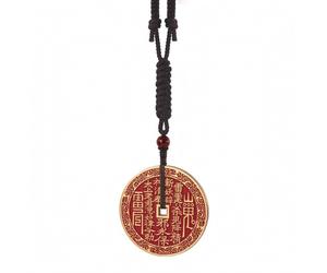 Ciondolo Specchietto Retrovisore Metallo Rame Ciondolo Inciso Cinese Bead Rosso