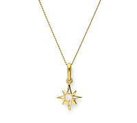 Ciondolo stella brillante in oro giallo 9ct con pietra CZ bianca e collana di 45,7cm