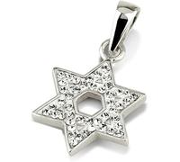 Ciondolo stella di David con pietra preziosa bianca e collana in argento ster...