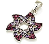 Ciondolo stella di David con pietra preziosa rosa e collana in argento sterli...