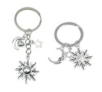 Ciondolo Stella, Luna E Sole In 2 Pezzi, Portachiavi In Acciaio Inossidabile, Portachiavi Alla Moda, Ciondolo In Stile Semplice