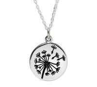 Ciondolo tarassaco in argento 925 Luck Hope Wish collana catena 22"...
