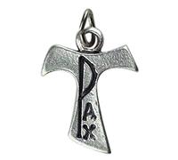 Ciondolo Tau Pax Placcato Argento - Charms per bomboniere, bigiotteria, bracciali e Decorazioni Fai da Te - h 1,8 cm - 10 Pezzi