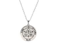 Ciondolo terzo pentacolo di Marte per uomini ragazzi chiave di Salomone il re sigillo Wicca pentacolo ciondolo di collana in acciaio inossidabile talismano protezione gioielli regali, 2,5 x 2,7 cm,