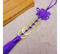 Ciondolo tradizionale cinese Feng Shui con monete in rame per ricchezza, successo e protezione, adatto per la decorazione della casa e del posto di lavoro (viola scuro)