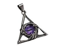 Ciondolo triangolare Occhio di Drago in acciaio inossidabile 30x30 mm, placcato argento, collana con charm senza catena, realizzata a mano per uomo e donna, simbolo di potere, gioiello significativo