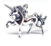 Ciondolo unicorno Argento sterling Mitico portafortuna 3D Solido timbrato...