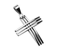 Ciondolo Unisex Teenager IN Acciaio Croce Tripla + 1 Catena Sfera Nuovo 7092