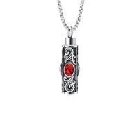 Ciondolo Uomo Acciaio, 60CM Collana con Ciondolo Cilindro portacenere con Motivo a Vite in Acciaio Inossidabile da Uomini, Rosso