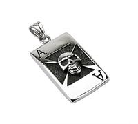 Ciondolo Uomo Acciaio Cartina As Poker Teschio Croce Gotico + 1 Catena 4021