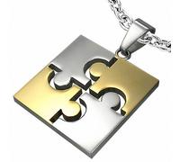 Ciondolo Uomo Puzzle Rettangolo Argentato E Dorato