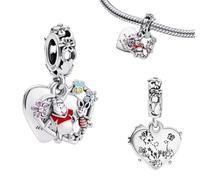 Ciondolo Winnie the Pood e piglet in argento sterling 925, compatibile con ciondoli Pandora e molti altri bracciali con ciondoli.