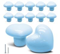 Cionyce Confezione da 12 pomelli in ceramica a forma di cuore per armadietti, cassettiere, graziosi, pomelli per mobili da cucina, piccoli pomelli per armadietti da armadio, per camera da letto (blu)