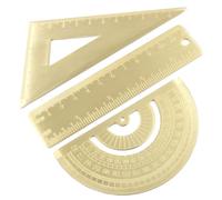 Cionyce Set di mini righelli in ottone, righello triangolare, goniometro e righello dritto da 10,2 cm, set di righelli da disegno per misurare, disegnare, imparare la geometria matematica (confezione