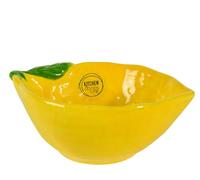 Ciotola 16 x 6 cm in ceramica a forma di limone, ciotole e ciotole, ciotola da portata, insalata da dessert, ciotola decorativa per la primavera e l'estate, frutta gialla, verde