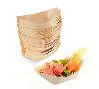 Ciotola Barchetta in Legno,50 PCS Piatti per Barche Vassoi per Servire Stoviglie Usa e Getta Vaschetta Snack Fingerfood Patatine Fritte Sushi Currywurst Pommes 7"