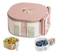 Ciotola centrifuga 3 in 1 per il lavaggio della frutta con forchetta per frutta integrata, colino per alimenti e contenitore per la conservazione di e verdura, lavaverdure (Rosa)