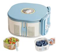Ciotola centrifuga 3 in 1 per il lavaggio della frutta con forchetta per frutta integrata, colino per alimenti e contenitore per la conservazione di e verdura, lavaverdure (Blu)