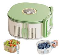 Ciotola centrifuga 3 in 1 per il lavaggio della frutta con forchetta per frutta integrata, colino per alimenti e contenitore per la conservazione di e verdura, lavaverdure (Verde)