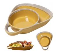 Ciotola combinata in ceramica a forma di ventaglio per zuppa e sandwich, | Ciotola combinata per zuppa e sandwich in ceramica resistente al calore, in un unico pezzo, con manico retrò, facile da