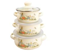 Ciotola complementare smaltata Stoviglie a doppia orecchie con coperchio Pentole e padelle Per Casa