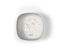 Chicco Piatto Pappa per Bebè e Bambini, Ciotola per svezzamento, con pratico coperchio in silicone per la conservazione del cibo, impilabile salvaspazio, 6+ mesi, 0% BPA, Grigio