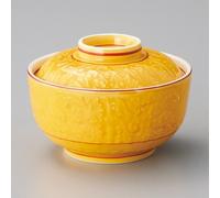 Ciotola Coperchiata Mino Ware Gialla Con Motivo Akikusa Per Cottura Giapponese