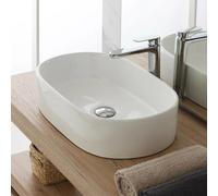 Ciotola da appoggio in ceramica ovale 55,5x34,5 cm bianco lucido