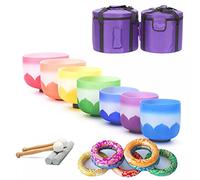 Ciotola da canto in cristallo di quarzo smerigliato fiore di loto esterno 6-12 pollici Set di 7 pezzi con sacchetto e bacchette e cuscino in broccato di seta for meditazione Yoga Zen (Size : 8-14 inc