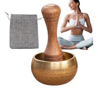 Ciotola da meditazione, accessorio sonoro tibetano con martello, strumento per lo stress, per yoga, relax, attenzione piena e pratiche spirituali