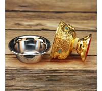 Ciotola decorativa in ottone tibetana buddista per offerte d'acqua,