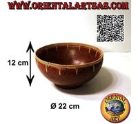 Ciotola degli aborigeni di Lombok tonda in terracotta e bordo in midollino