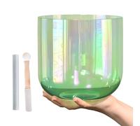 Ciotola di alchimia di luce cosmica verde trasparente da 432 Hz/440 Hz, ciotola di cristallo di quarzo trasparente con luce cosmica for guarigione sonora e meditazione, preghiera, riduzione dello stre
