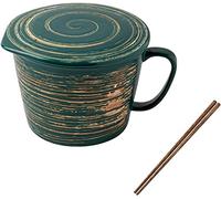 ciotola di ceramica, ciotola di zuppa, 33OZ Mug with Lid,Ceramic Pasta Ramen Bowls with Handle Microwave Noodle Soup Bowl for Student Office Soup Instant Noodles(Dark Green)