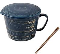 ciotola di ceramica, ciotola di zuppa, 33OZ Mug with Lid,Ceramic Pasta Ramen Bowls with Handle Microwave Noodle Soup Bowl for Student Office Soup Instant Noodles(Dark Blue)